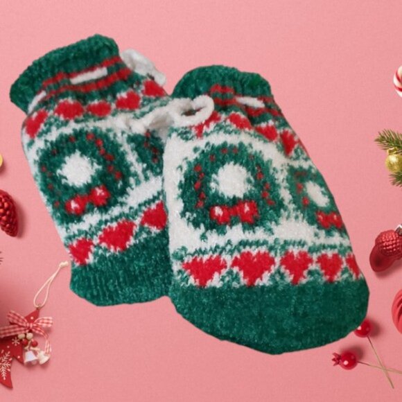 Festive Knitted Drawstring Christmas Stocking Bags  - Set of 2   NWOT - Picture 2 of 6